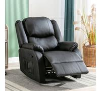 Btm Recliner Chair For Elderly Pu Leather Upholstered Armchair With Side Pockets Adjustable For Living Room Bedroom Black