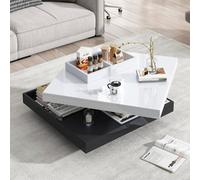 BTM Rotating Coffee Table Storage Living Room Table High Gloss Table in Black BTM Black