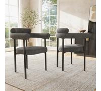 Btm Set Of 6 Faux Suede Dining Armchairs With Armrests Modern Upholstered Kitchen Or Dining Room Chairs