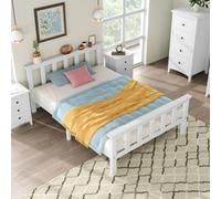 BTM Single Bed White 3Ft Solid Pine Wooden Bed Frame For Adults, Kids 190 X 90 Cm (3Ft)