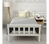Btm Solid Pine Single Bed Frame 3Ft 90X190 Cm, White, Suitable For Adults & Kids