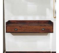 Btm Solid Wood Belmont Wall-Mounted Console Shelf, 1 Drawer, Dark Brown