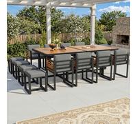 Btm Solid Wood Garden Dining Set For 12, 12 Chairs & Table