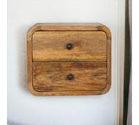 Btm Solid Wood Mini Curve Oak-Ish Floating Bedside, 2 Drawers