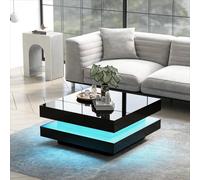 BTM Square LED Coffee Table with 360° Rotating Top, 16 Colors in Black BTM Black