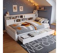 BTM Storage Sofa Bed with Drawers, Shelves & Storage Cabinets in White | Size: Single BTM White Single