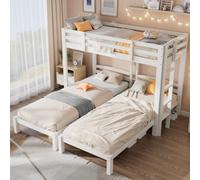 Btm Triple Sleeper Bunk Bed With Side Ladder 3Ft White Mattress Not Included