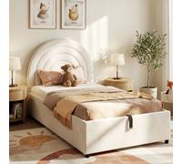 Btm Upholstered Bed 3Ft (90X190 Cm), Single Bed With Slatted Frame Headboard, Youth Bed For Adults/teens, Velvet, Beige