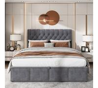 BTM Upholstered Bed Double Bed 4Ft6 135X190 Cm Hydraulic Lever Storage Bed Rivet Decoration Without Mattress Velvet Grey
