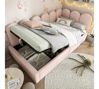 Btm Upholstered Daybed With Hydraulic Storage Ottoman Bed 3Ft Sofa Bed 90X190Cm Velvet Pink No Mattress