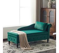 Btm Velvet Chaise Lounge Sofa With Storage Green Upholstered Couch With Pillow Tufted Lounge Chair Right Armrest