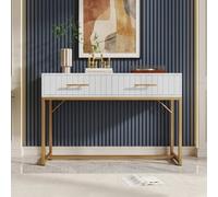 Btm White Dressing Table With 2 Drawers Chest Of Drawers Highboard For Bedroom 76.5 X 100 X 45 Cm