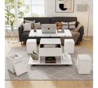 BTM White Lift-Top Coffee Table with Hidden Storage BTM White
