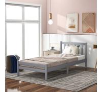 Btm Wooden Bed Frame Single Bed 3Ft Solid Wooden Bedroom Furniture Adults Kids Teenagers 90X190 Cm Grey