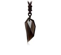 BTMDECOR Black Obsidian Hexagram Natural Stone Necklace Translucent Ice Obsidian Wolf Tooth Amulet His and Hers Couples Necklace Lucky Love Pendant Necklace for Men Women(Wolf Tooth (Small Size))