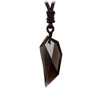 BTMDECOR Black Obsidian Hexagram Natural Stone Necklace Translucent Ice Obsidian Wolf Tooth Amulet His and Hers Couples Necklace Lucky Love Pendant Necklace for Men Women(Wolf Tooth (Big Size))
