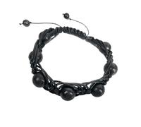 BTMDECOR Natural Shungite Bead Bracelet - Adjustable Cord Wristband for Men & Women, Hand-Knotted Round Stone, Tech-Zone Comfort & Energy Balancing, Gift-Ready, 8.66-11.81 in