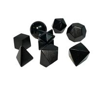 BTMDECOR Shungite Sacred Geometry Set 8 PCS (0.79 inch) - Natural Stone Platonic Solids + Merkaba + Sphere - Chakra Meditation Kit for Desk Décor, Energy Balance & Yoga Space