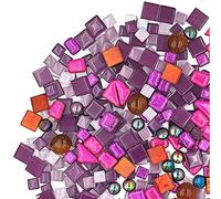 BTMIEY 200g Mixed Color Crystal Mosaic Tiles, Tiny Mini Mosaic Tile DIY Hobbies Children Handmade Crystal Craft for Craft Bathroom Kitchen Home Decoration DIY Art Projects (Purple Series)