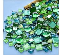 BTMIEY 200g Mixed Color Crystal Mosaic Tiles, Tiny Mini Mosaic Tile DIY Hobbies Children Handmade Crystal Craft for Craft Bathroom Kitchen Home Decoration DIY Art Projects (Green Series)