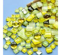 BTMIEY 200g Mixed Color Crystal Mosaic Tiles, Tiny Mini Mosaic Tile DIY Hobbies Children Handmade Crystal Craft for Craft Bathroom Kitchen Home Decoration DIY Art Projects (Yellow Series)