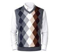 Btmpmcs Men's Argyle Sweater Vest V-Neck Knitted Sleeveless Tank Top Classic Business Knitwear Jumpers Golf Slipover Gilets Gentleman Slim Waistcoat