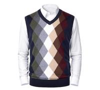 Btmpmcs Men's Argyle Sweater Vest V-Neck Knitted Sleeveless Tank Top Classic Business Knitwear Jumpers Golf Slipover Gilets Gentleman Slim Waistcoat