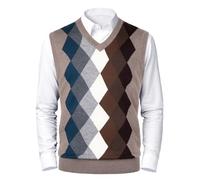 Btmpmcs Men's Argyle Sweater Vest V-Neck Knitted Sleeveless Tank Top Classic Business Knitwear Jumpers Golf Slipover Gilets Gentleman Slim Waistcoat