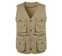Btmpmcs Mens Casual Fishing Vest Multi Pocket Utility Gilet Outdoor Work Safari Hiking Travel Photo Waistcoat Breathable Cotton Sleeveless Jacket