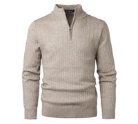 Btmpmcs Men's Jumpers 1/4 Zip Sweater Turtleneck Striped Knitted Pullover Long Sleeved Quarter Zip Sweater Winter Warm Knitwear Solid Classic Thermal Winterpullover Set-in Golf Top
