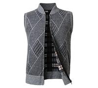 Btmpmcs Mens Knitted Cardigan Thick Sweater Vest Sleeveless Gentleman Gilet Slim Fit Full Zip Knitwear Fleece Lined Autumn Winter Jumper Casual Knit Tank Tops Waistcoat