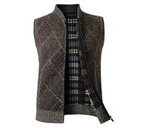 Btmpmcs Mens Knitted Cardigan Thick Sweater Vest Sleeveless Gentleman Gilet Slim Fit Full Zip Knitwear Fleece Lined Autumn Winter Jumper Casual Knit Tank Tops Waistcoat