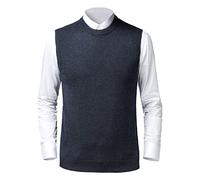 Btmpmcs Mens Knitted Vest Sleeveless Slipover Sweater Waistcoat Wool Blend Warm Gilets Classic Business Knitwear Jumpers Autumn Winter Gentleman Tank Tops Charcoal