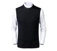 Btmpmcs Mens Knitted Vest Sleeveless Slipover Sweater Waistcoat Wool Blend Warm Gilets Classic Business Knitwear Jumpers Autumn Winter Gentleman Tank Tops Black