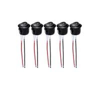 Btnuahq Switch Press Button For Auto Car RV Boat ON OFF Round Rocker Switch Toggle 2 Pin SPST Push Button 12V 24V 20MM With Wires(5Piece)