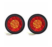 Btnuahq Tail Light 4" Round Trailer Tail Light 16LED Stop Turn Brake Lamp12V 24V Car Truck Trailer Taillights Turn Signal Warning Light 2PIECE Rear Tail Light(RedYellow)
