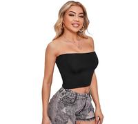 Btofellin Vest Womens Plain Boob Tube Strapless Bandeau Stretchy Basic Summer Vest Crop Top Casual No Padded Tube Bra Sexy Solid Tops Basic Backless Sleeveless Bandeau Black