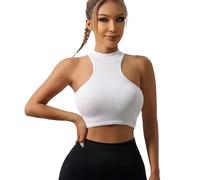 Btofellin Women's Sleeveless Tank Top Summer Y2k Vest Top Casual Crop Top Sporty Sleeveless T-Shirt Solid Ribbed Vest
