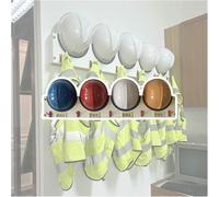 BTOIASYHF Hard Hat Placement Hanging Rack Holds 1/2/ 3/4/ 5/6 Hats, Hat Organizer Stand with Hooks & Name Sticker, Safety Helmet Holder for Workshop/Office/Factory