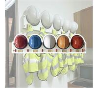 BTOIASYHF Hard Hat Placement Hanging Rack Holds 1/2/ 3/4/ 5/6 Hats, Hat Organizer Stand with Hooks & Name Sticker, Safety Helmet Holder for Workshop/Office/Factory