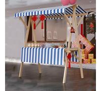 BTOIASYHF Mobile Foldable Street Food Cart on Wheels, Wooden Vendor Food Push Cart for Business Sale Toy/Hot Dog, Portable Market Stall Display Stand Outdoor