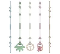 BTONGE 5 Pack Silicone Toy Straps for Baby Boys Girls | One Piece Design Adjustable Pacifier Teether Holder for Bottles, Strollers, High Chairs, Teethers