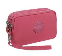 Btoon 3 Layer Zipper Nylon Wallets for Women Wristlet Bag Purse Waterproof Cell Phone Pouch Handbag (Watermelon red)