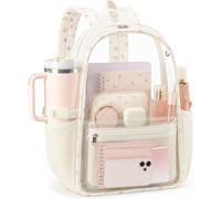 BTOOP Clear Backpack for Stadium Events Transparent Backpack See Through Clear Bag for Concerts Work, Pink Bow Floral, 16.5'' H-Large, Fashion