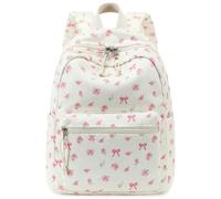 BTOOP Mini Backpack Women Girls Water-resistant Small Backpack Purse Shoulder Bag for Womens Adult Kids School Travel, Pink Bow Floral, Mini, Compact