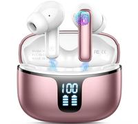Btootos Wireless Earbuds Bluetooth 5.3 Headphones Bass Stereo Ear Buds with Noise Cancelling Mic LED Display in Ear Earphones IP7 Waterproof 40H Playtime for Laptop Pad Phones Sports Workout oro rose