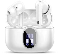Btootos Wireless Earbuds, Bluetooth 5.3 Headphones In Ear with 4 ENC Noise Cancelling Mic, 2025 New Bluetooth Earphones Mini Deep Bass Stereo Sound, 36H Playtime LED Display Wireless Earbuds White
