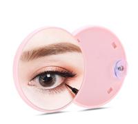 BTORER 5X Magnifying Makeup Mirror, Round Mirror Detachable 2 Suction Cups Use for Makeup Application - Tweezing - and Blackhead/Blemish Removal for Easy Mounting, Travel Essential (Pink)