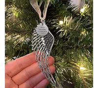 BTORER Christmas Memorial Baubles, “I Have An Angel Watching Over Me” Round Shape Design Angel Wings Shaped Pendants 2024 Christmas Tree Ornaments Ribbon Hanging Decoration