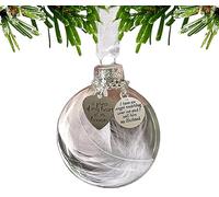 BTORER Christmas Memorial Ornament Feather Ball - Angel in Heaven 8cm, A Piece of My Heart is in Heaven - Christmas Tree Remembrance Hanging Pendant Gifts Xmas Decoration